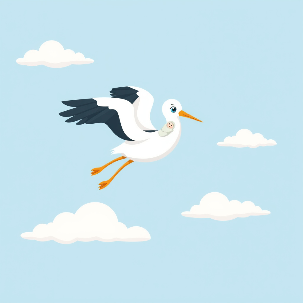 Storch mit Baby